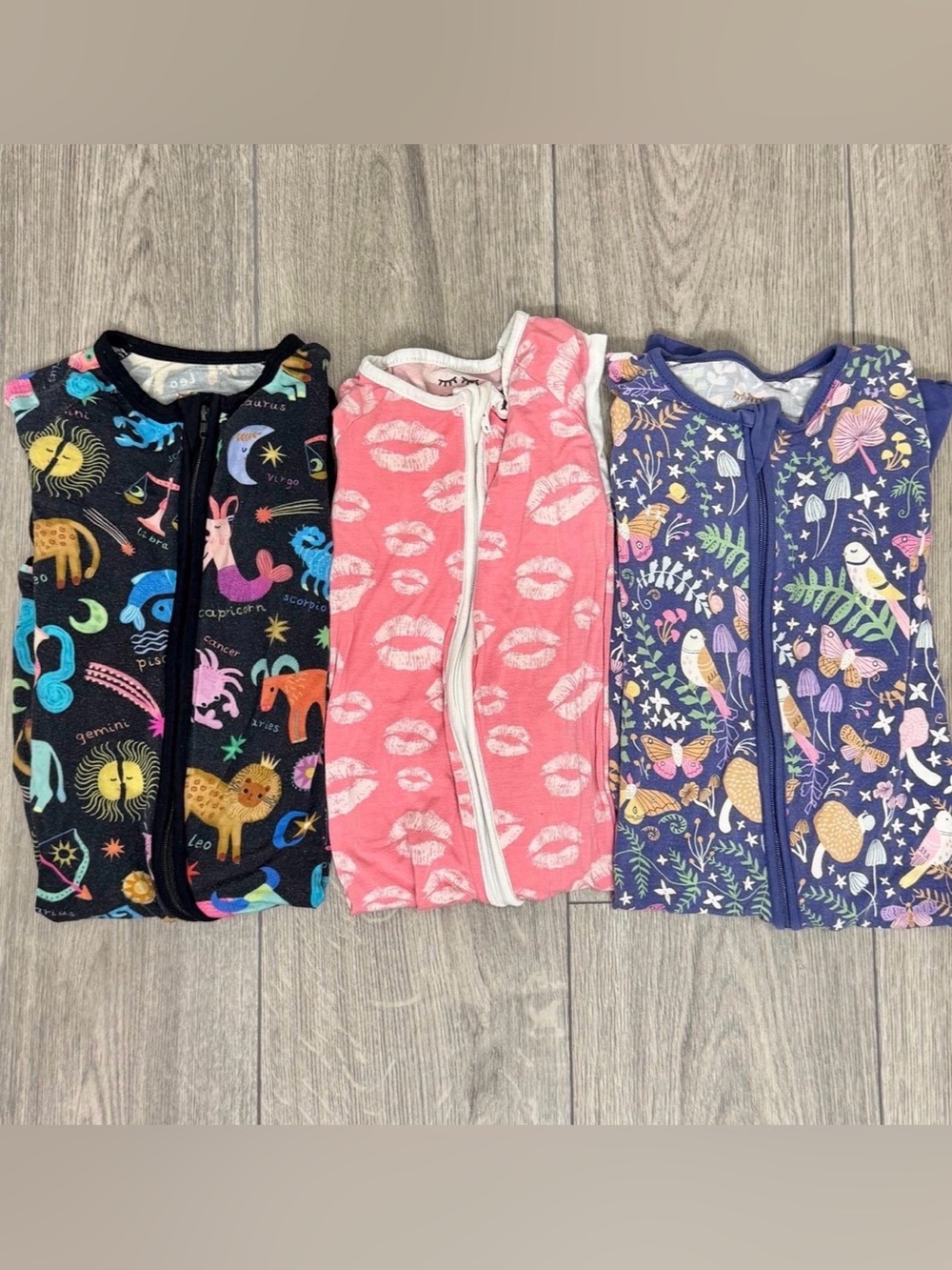 Little Sleepies 6 to 12 months bundle of 3 bamboo zippy